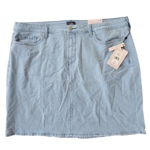 NYDJ Blue And White Pinstripe Mini Skirt Lift Tuck Technology Size 20W NWT